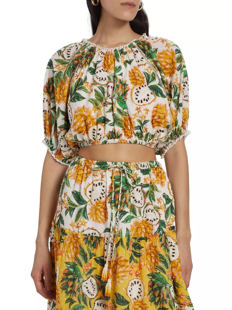 Farm Rio Biriba Fruit Puff-Sleeve Crop Top 3