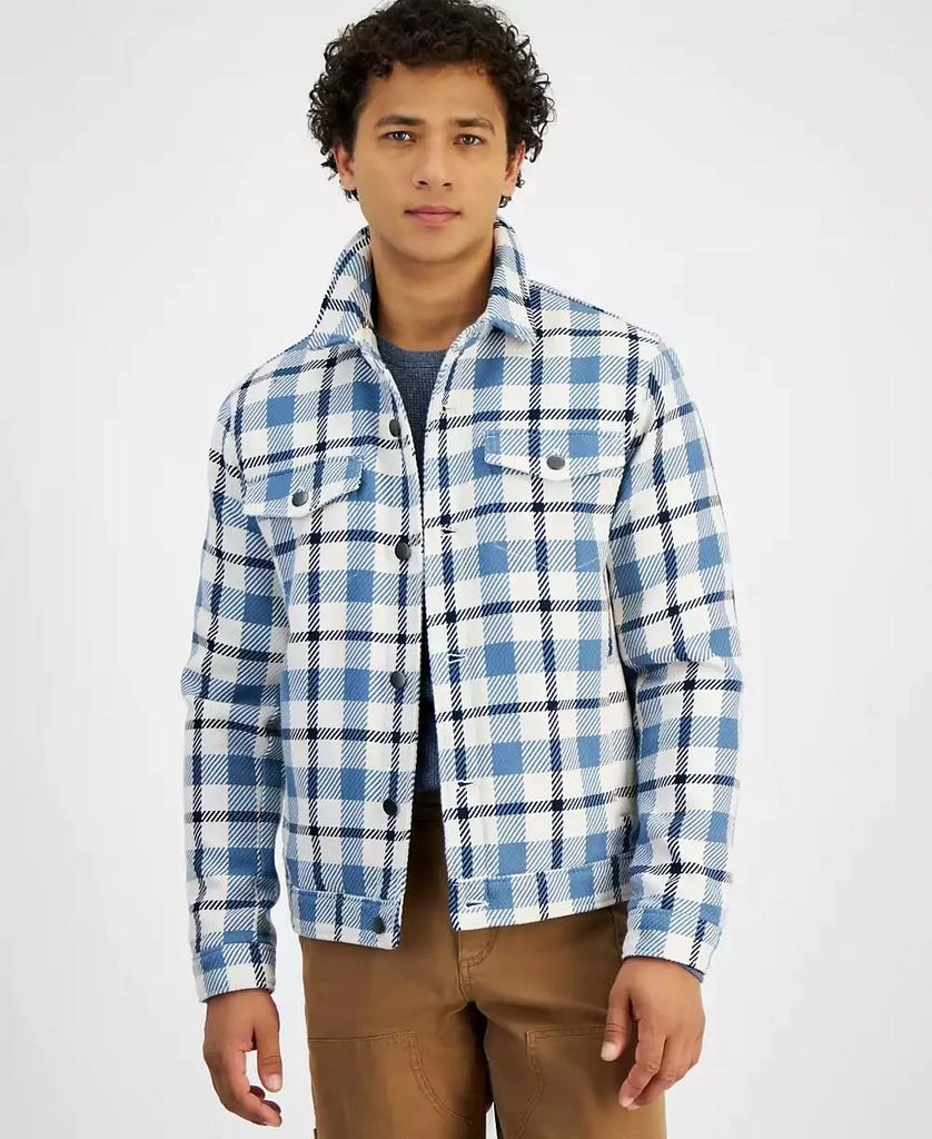 Sun + Stone Men's Anthony Plaid Trucker Jacket, Exclusively at Macy's 1