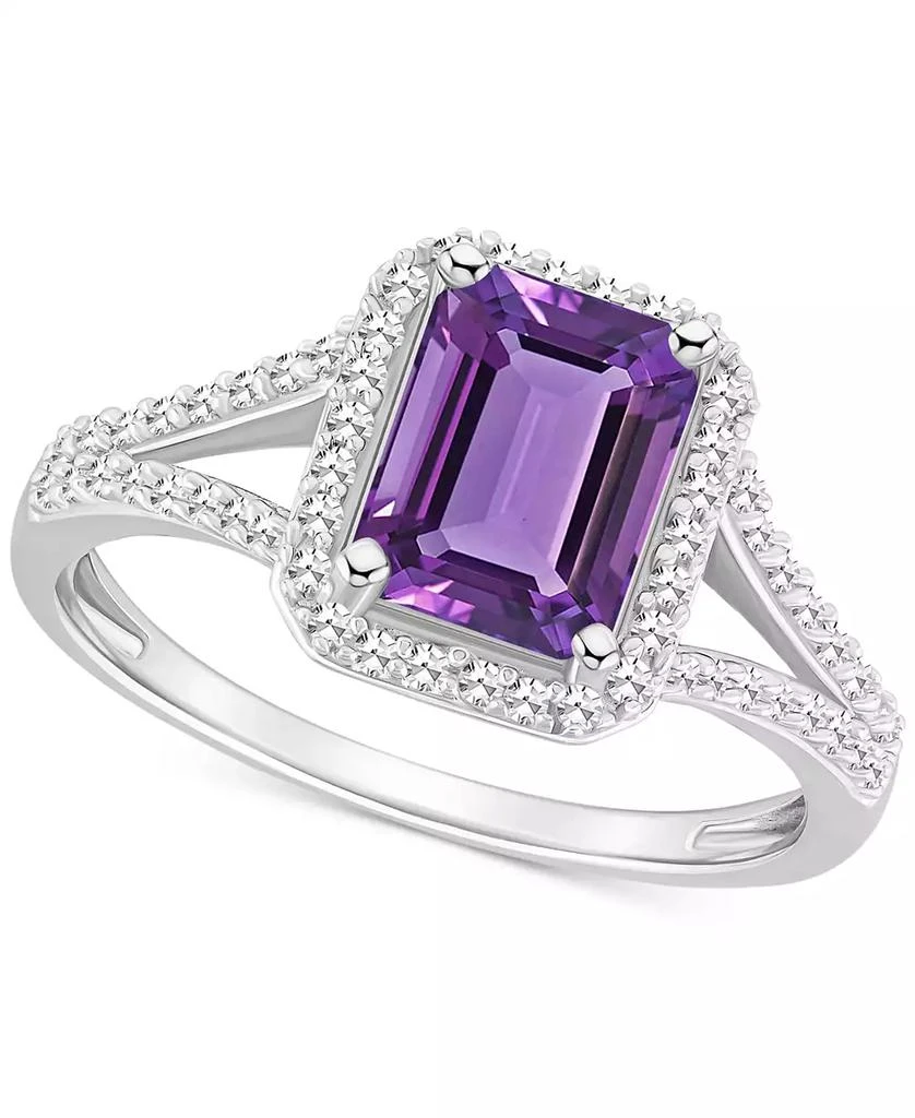 Macy's Amethyst (1-5/8 ct. t.w.) & Diamond (1/4 ct. t.w.) Split Shank Ring in Sterling Silver (Also in Citrine, Garnet, Peridot, & Blue Topaz) 1