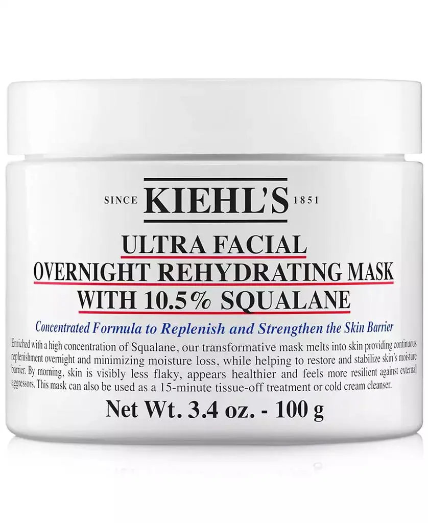 Kiehl's Ultra Facial Overnight Hydrating Mask With 10.5% Squalane, 3.4 oz.