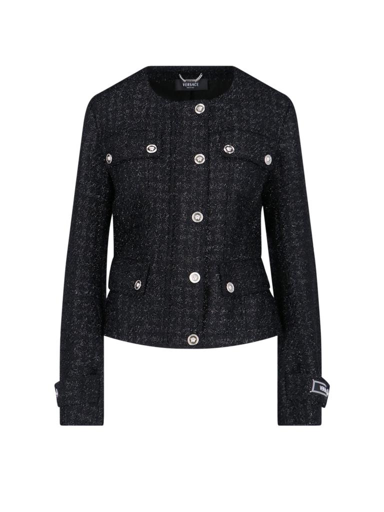 Versace Stretch Wool Grain De Poudre Jacket - Jackets - Free