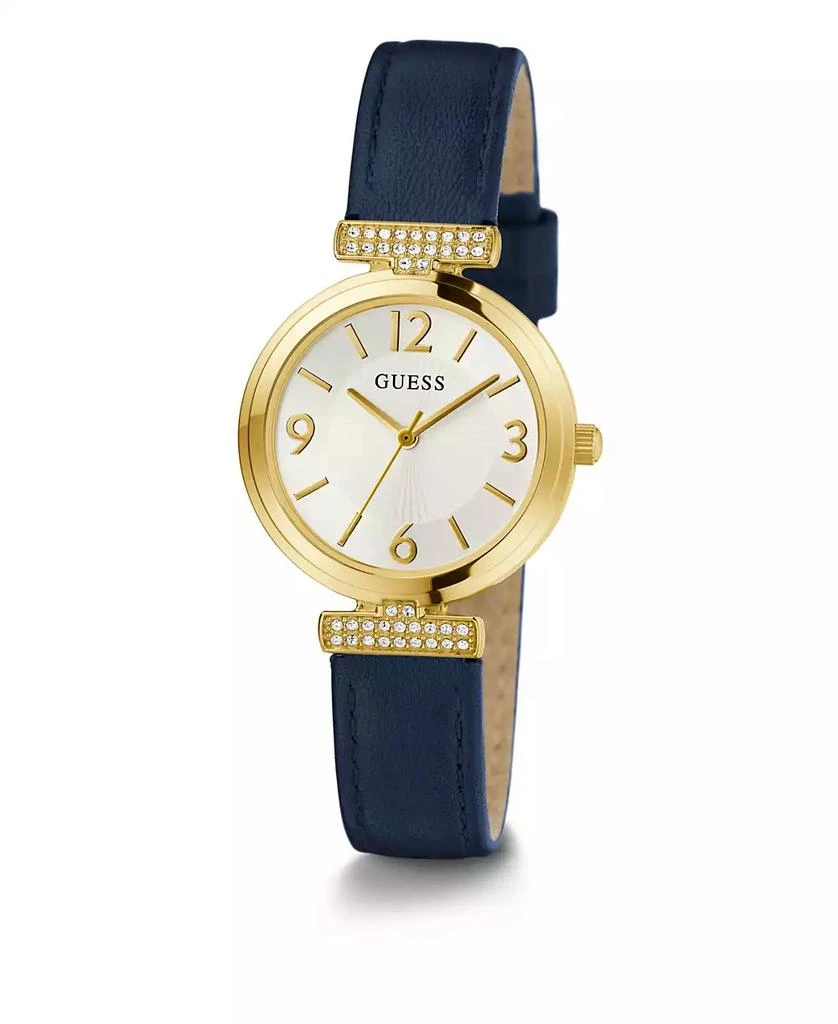GUESS Women's Analog Blue Genuine Leather Watch, 28mm 5