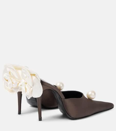 Magda Butrym Floral-appliqué satin mules 2