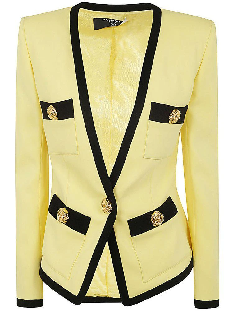 Balmain Balmain Contrast Trim Crepe Blazer 1