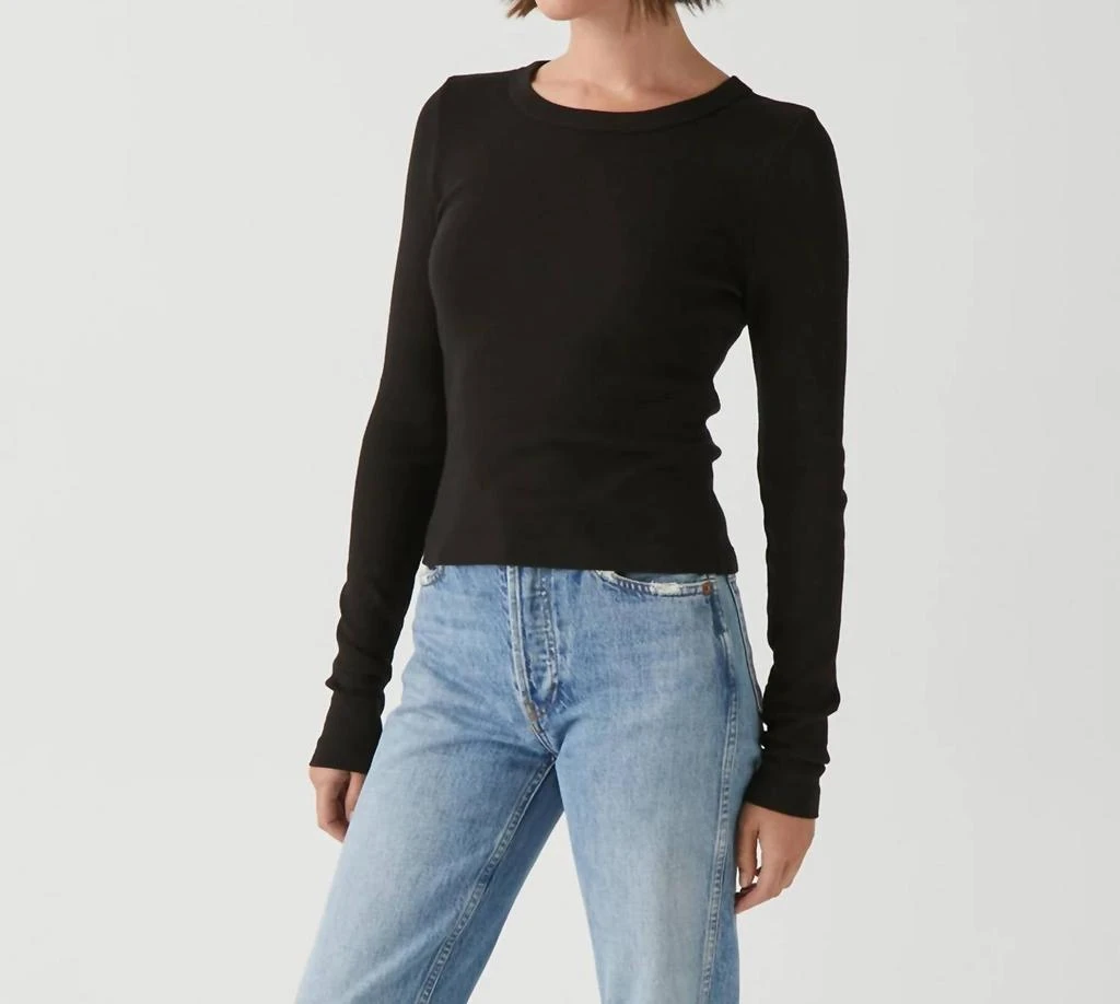 Michael Stars Orion Cropped Tee Top In Black 1