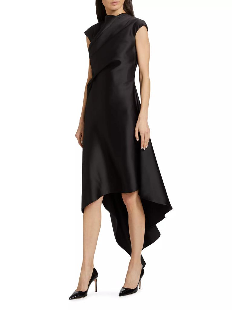 Amsale Draped Satin Asymmetric Cocktail Dress