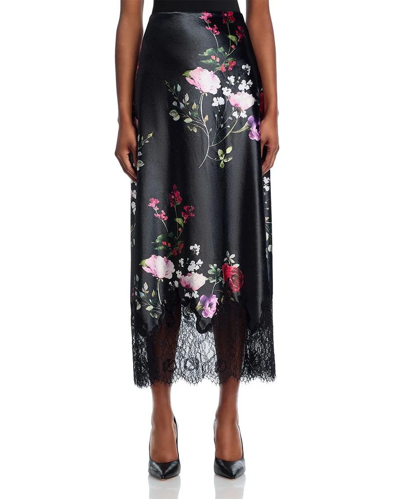 Alice + Olivia Maeve Floral Velvet Midi Slip Skirt 7