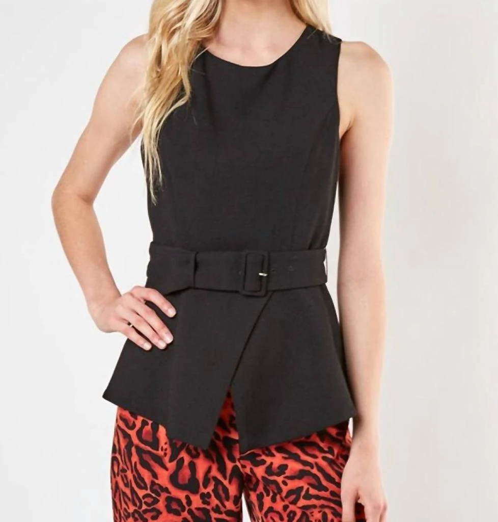 DO+BE Do+Be - Sleeveless Belted Peplum Top 1