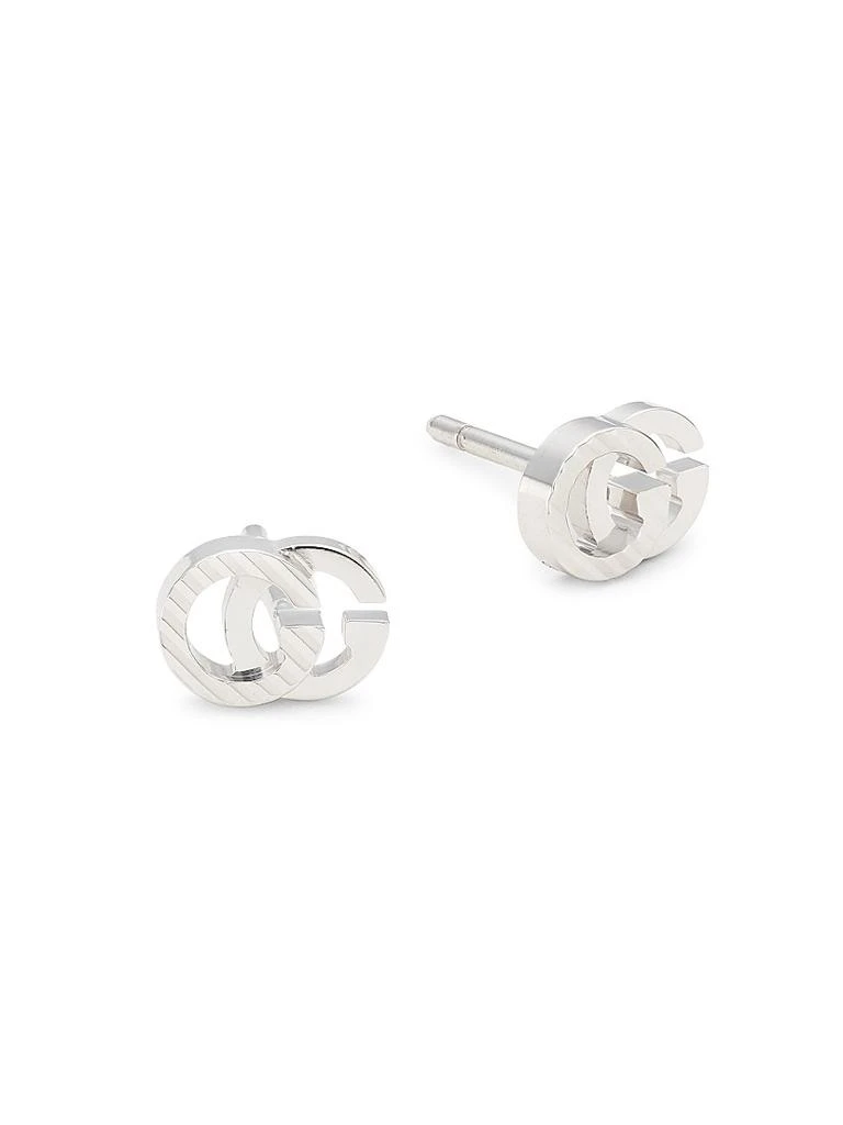 Gucci GG Running 18K White Gold Stud Earrings