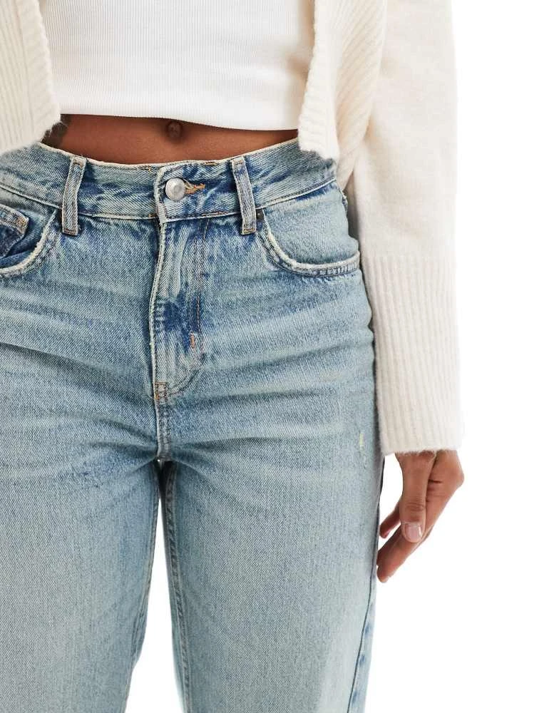 ONLY ONLY Robyn high waist straight leg twist seam jeans in tinted mid blue 4