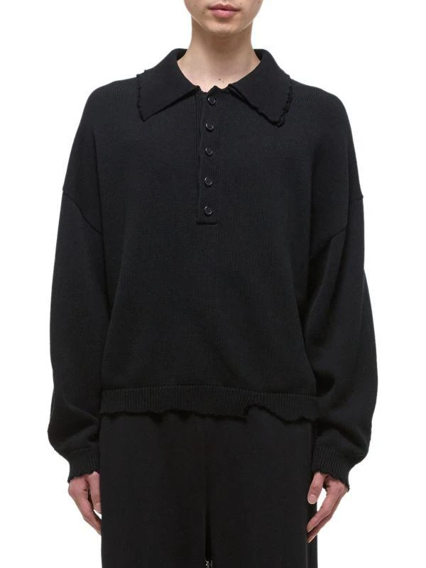 Helmut Lang Cotton Distressed Polo Shirt 1