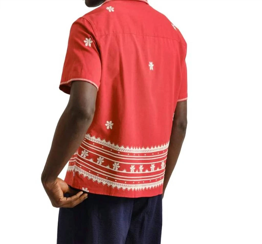 Wax London Didcot Daisy Embroidery Shirt In Red/ecru 2