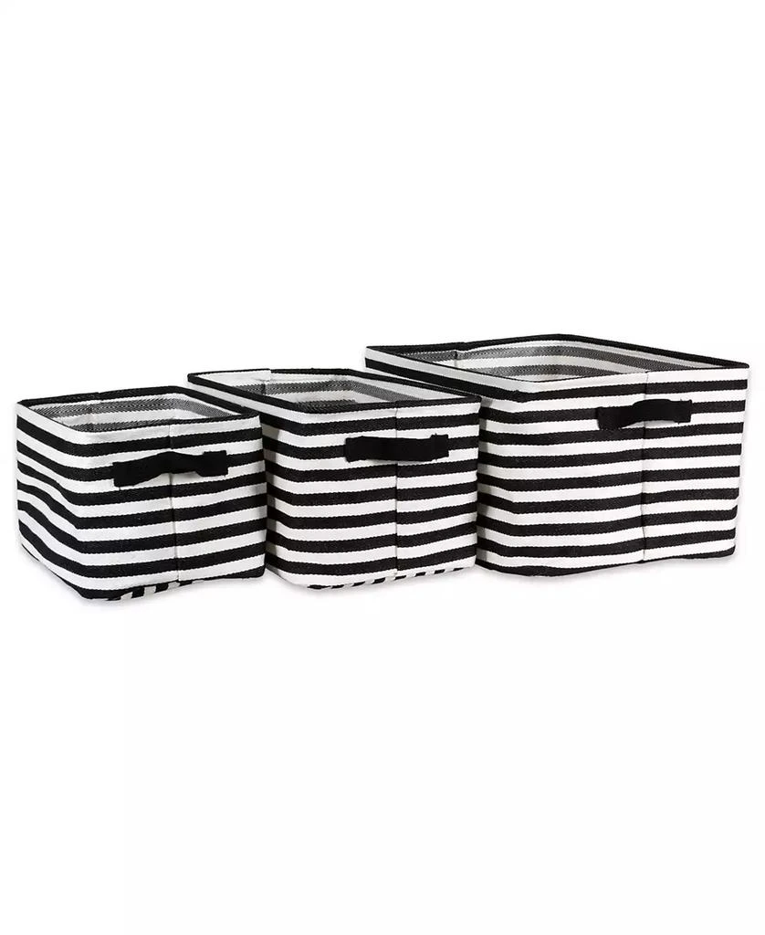 Design Imports Polyethylene Coated Herringbone Woven Cotton Laundry Bin Stripe Rectangle Set of 3 1