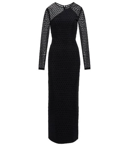 ROTATE Birger Christensen Isadora logo mesh maxi dress 1