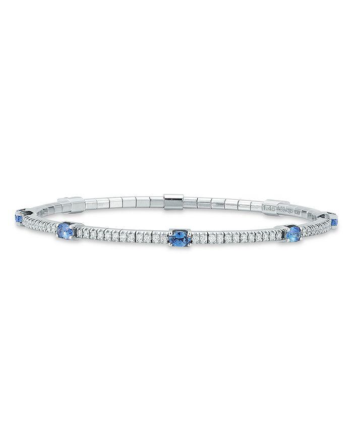 EXTENSIBLE 18K White Gold Sapphire 
Diamond Stretch Tennis Bracelet