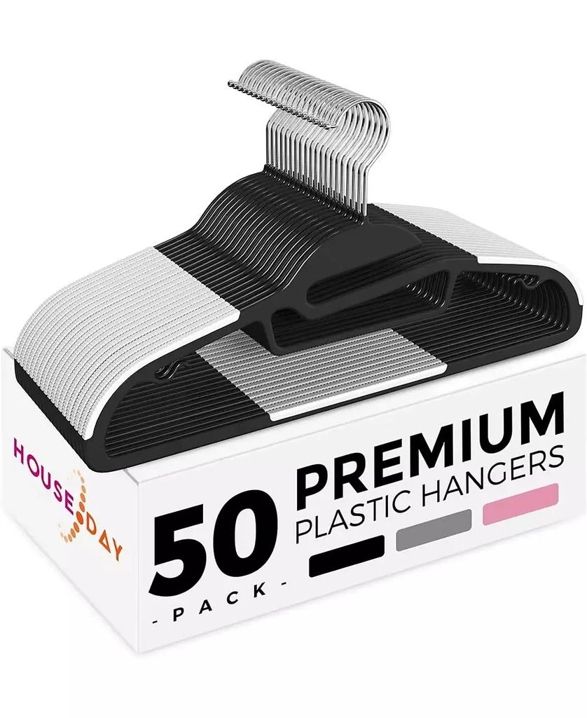 HOUSE DAY 16.3 Inch Heavy Duty 50 Pack Plastic Hangers