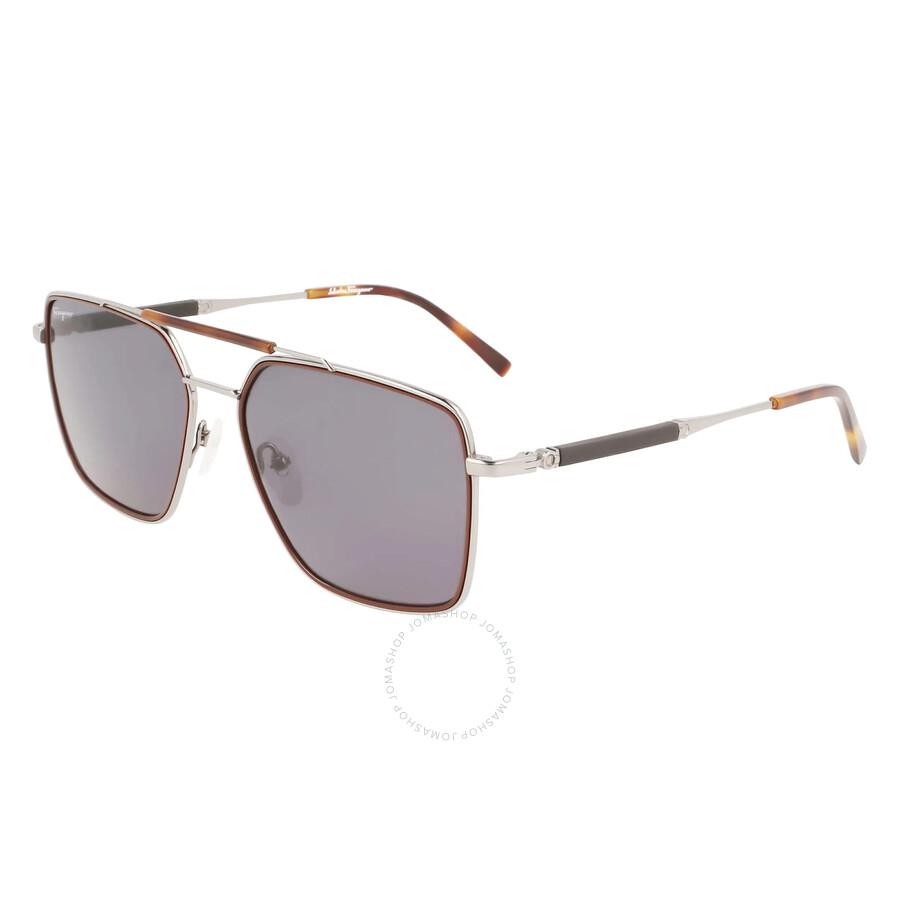 Salvatore Ferragamo Salvatore Ferragamo Grey Navigator Men's Sunglasses SF298S 037 59