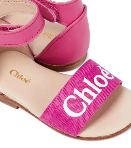 Chloé Baby logo leather and canvas sandals 4