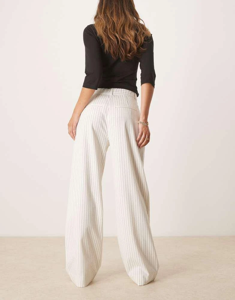Abercrombie & Fitch Abercrombie & Fitch ultra high rise tailored trousers in cream pinstripe 5