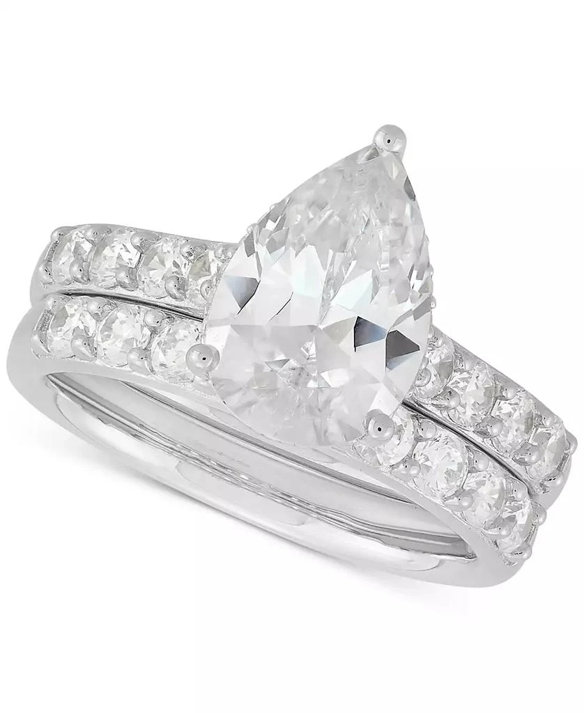 Arabella Cubic Zirconia Pear & Round Bridal Set in Sterling Silver 1