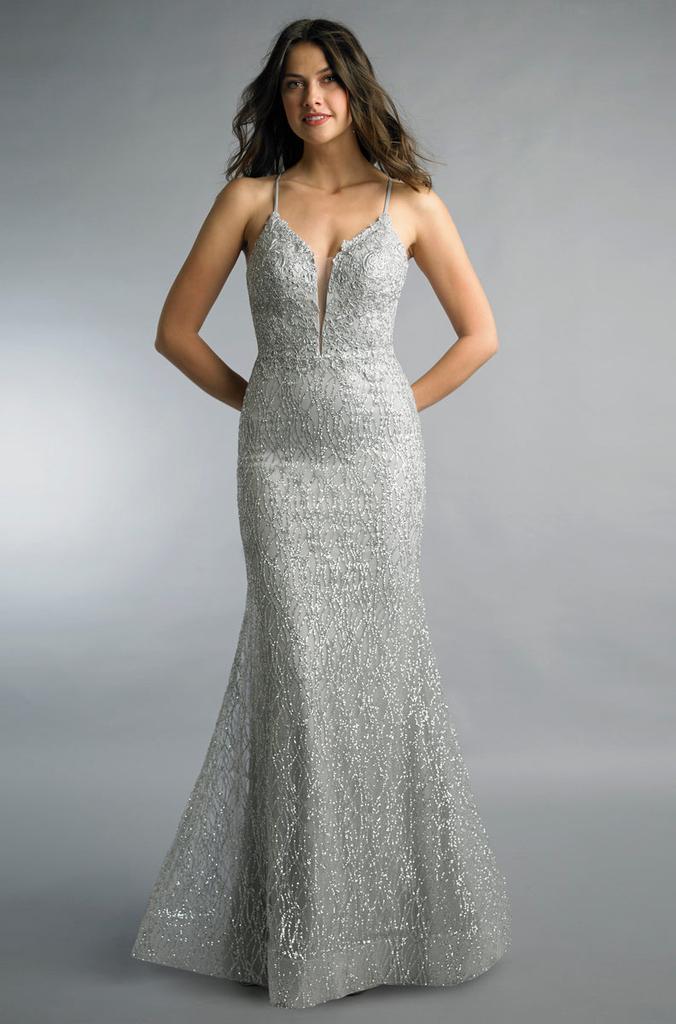 Basix Black Label Spaghetti Strap Evening Gown