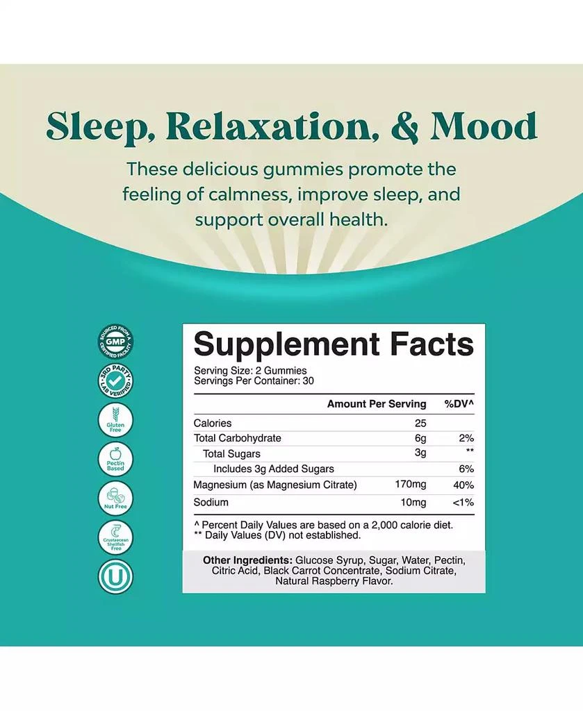 Nature
s Craft Magnesium Gummies, Sleep 
Relaxation Support Gummies, Rasperry Flavor, 60ct 2