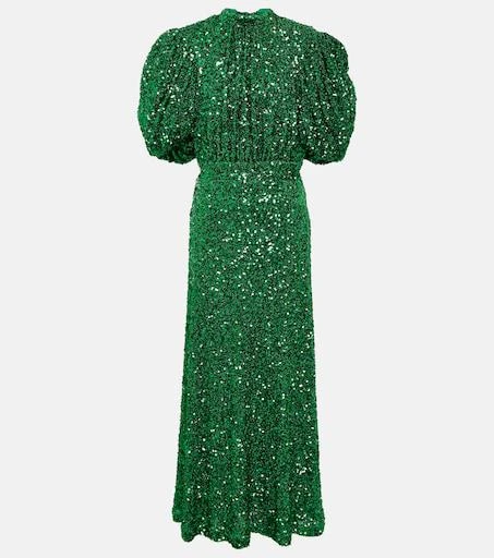 rotate dress green Emerald Satin Wrap Maxi Dress XL