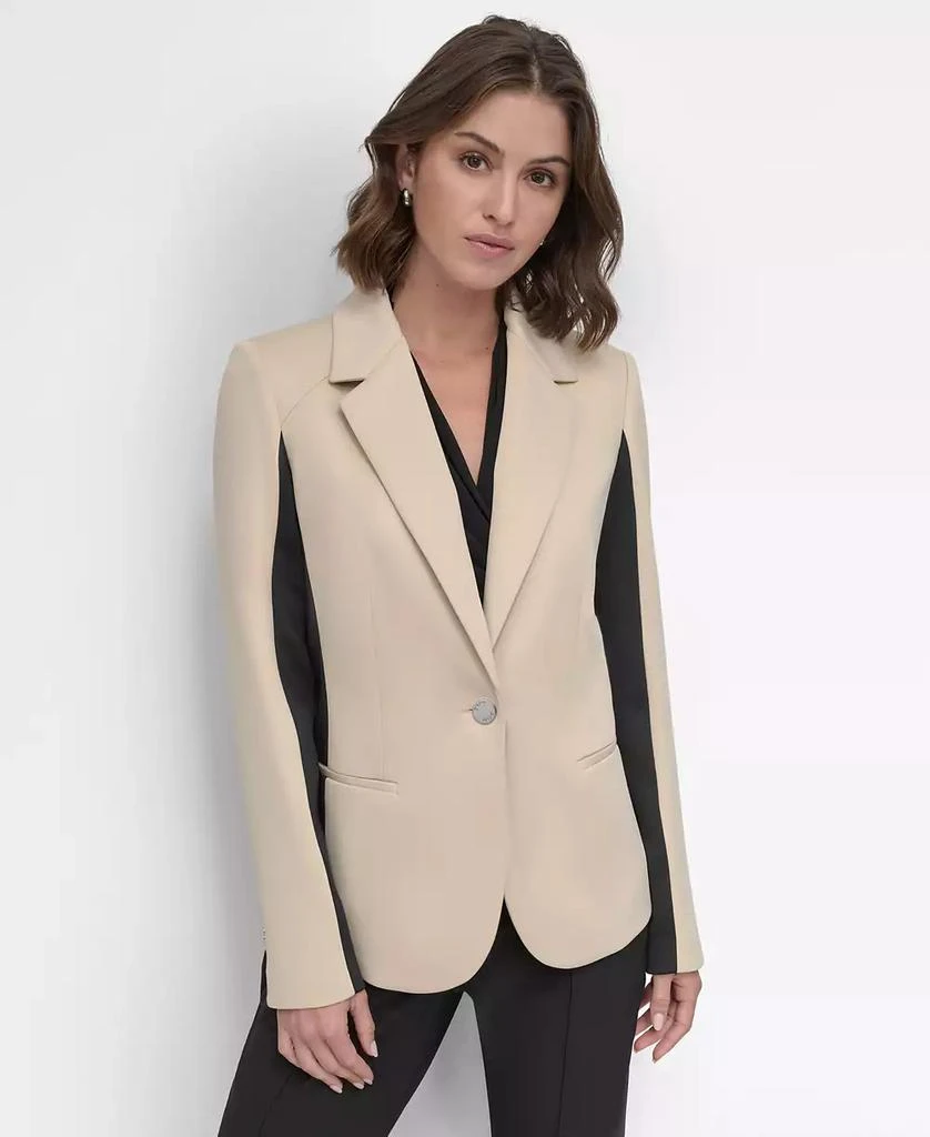 DKNY Women's Two-Tone One-Button Colorblock Blazer 1