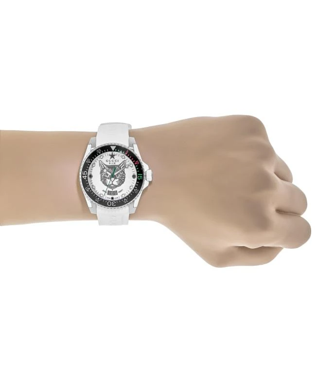 Gucci Gucci Dive White Tiger Dial White Rubber Men's Watch YA136329 4