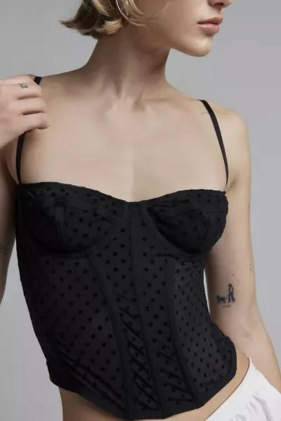 Out From Under Out From Under Flocked Dots Corset Top 4