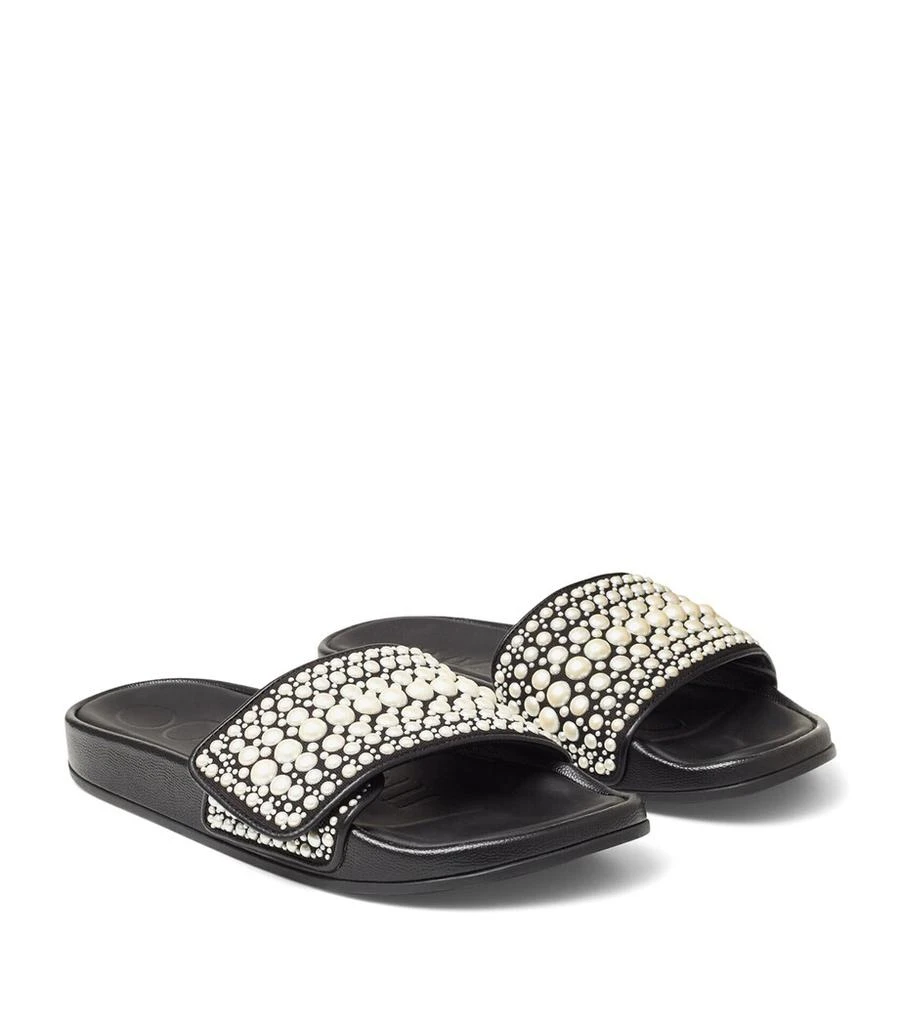 Jimmy Choo Fitz Embellished Canvas-Leather Slides 2