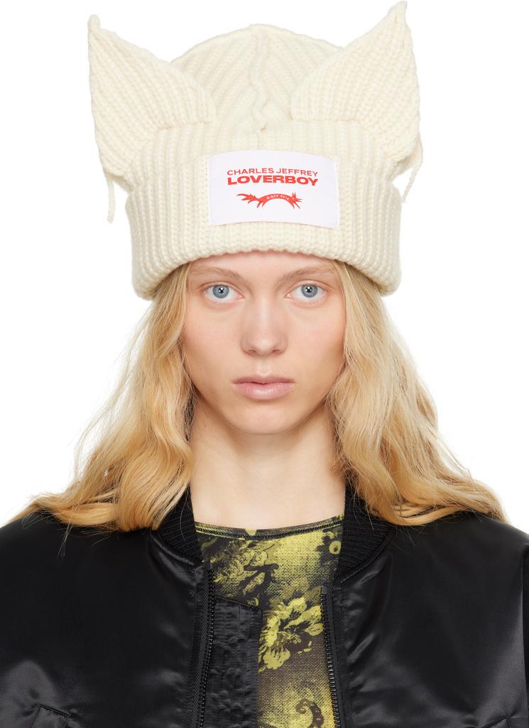 Charles Jeffrey Loverboy White Chunky Ears Beanie