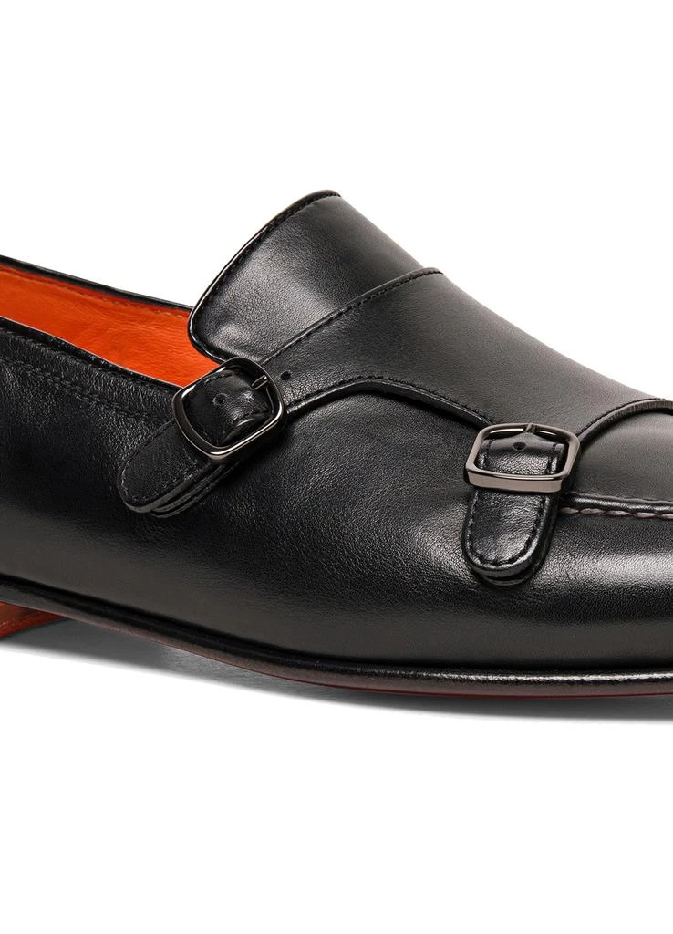 Santoni Leather double-buckle loafers 4