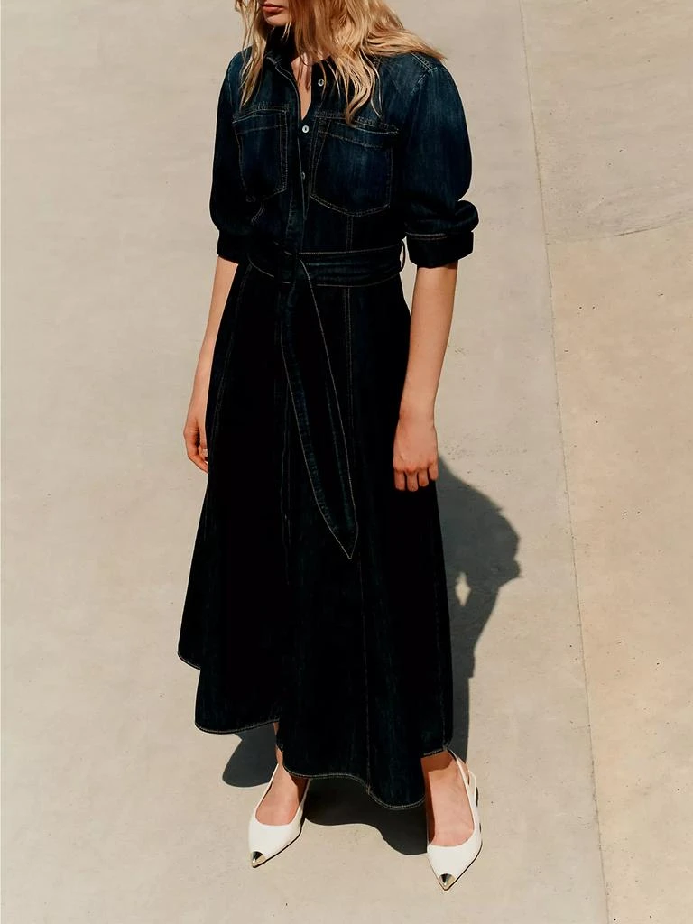 white christmas dresses Marella ALARICO Long Blue Denim Shirt Dress 24132210442 Col 003 – Izzi of  Baslow main image 1