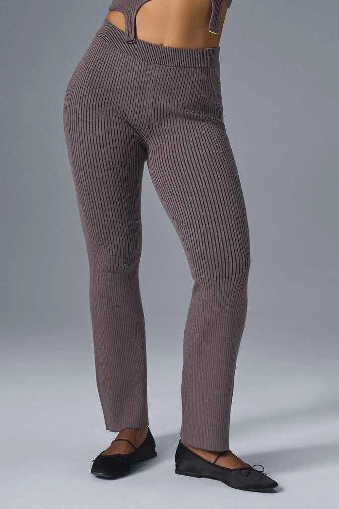 Alo Denim Knit High-Waist Flare Pant - Raisinette/Black 1