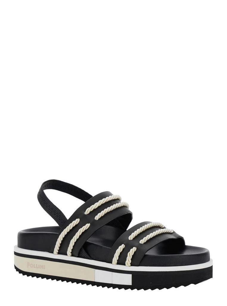 POLLINI Black Sandals With Elastic Strap And Criss-Crossed Details On The Front In Leather Woman 2
