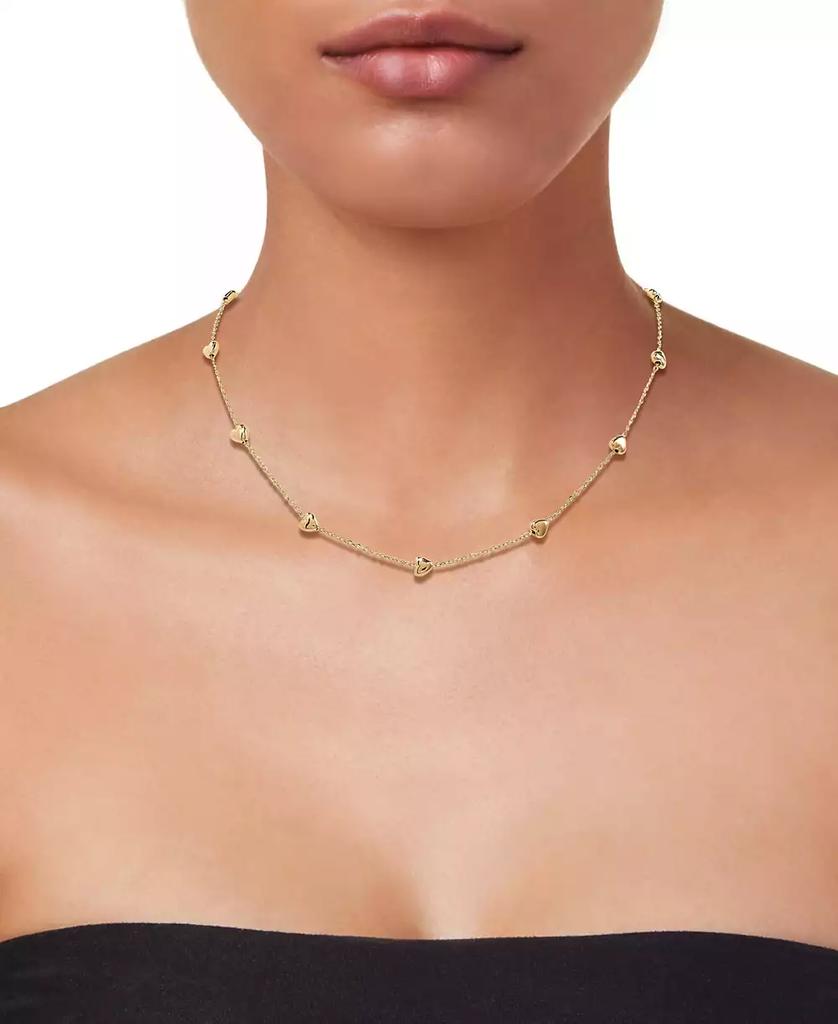 Macy's Polished Puffed Heart 18" Station Necklace in 10k Yellow Gold