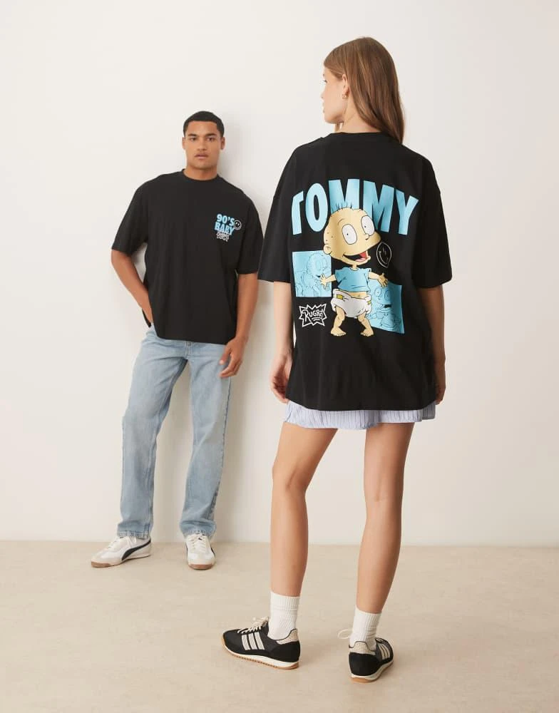ASOS ASOS DESIGN unisex oversized t-shirt with Rugrats Tommy prints in black 1