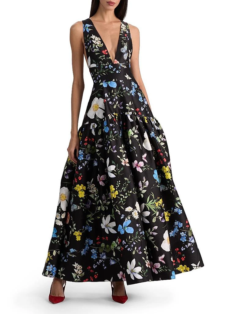 Alice + Olivia Lila Floral Structured Fit 
Flare Gown 3