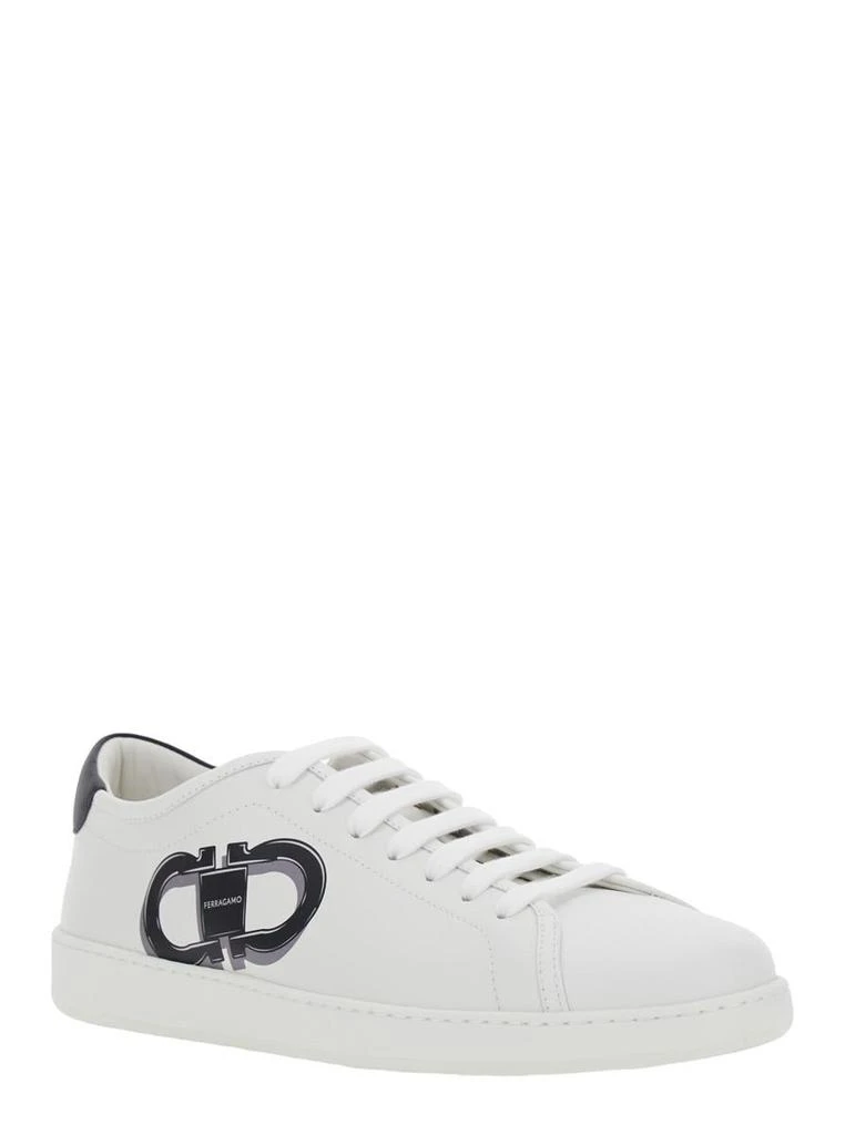 Salvatore Ferragamo White Sneakers With Gancini Print On The Side And Contrasting Heel In Leather Man 2