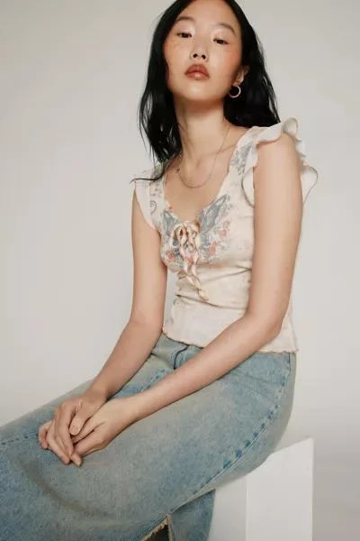 Kimchi Blue Kimchi Blue Rae Flutter Sleeve Tee 1