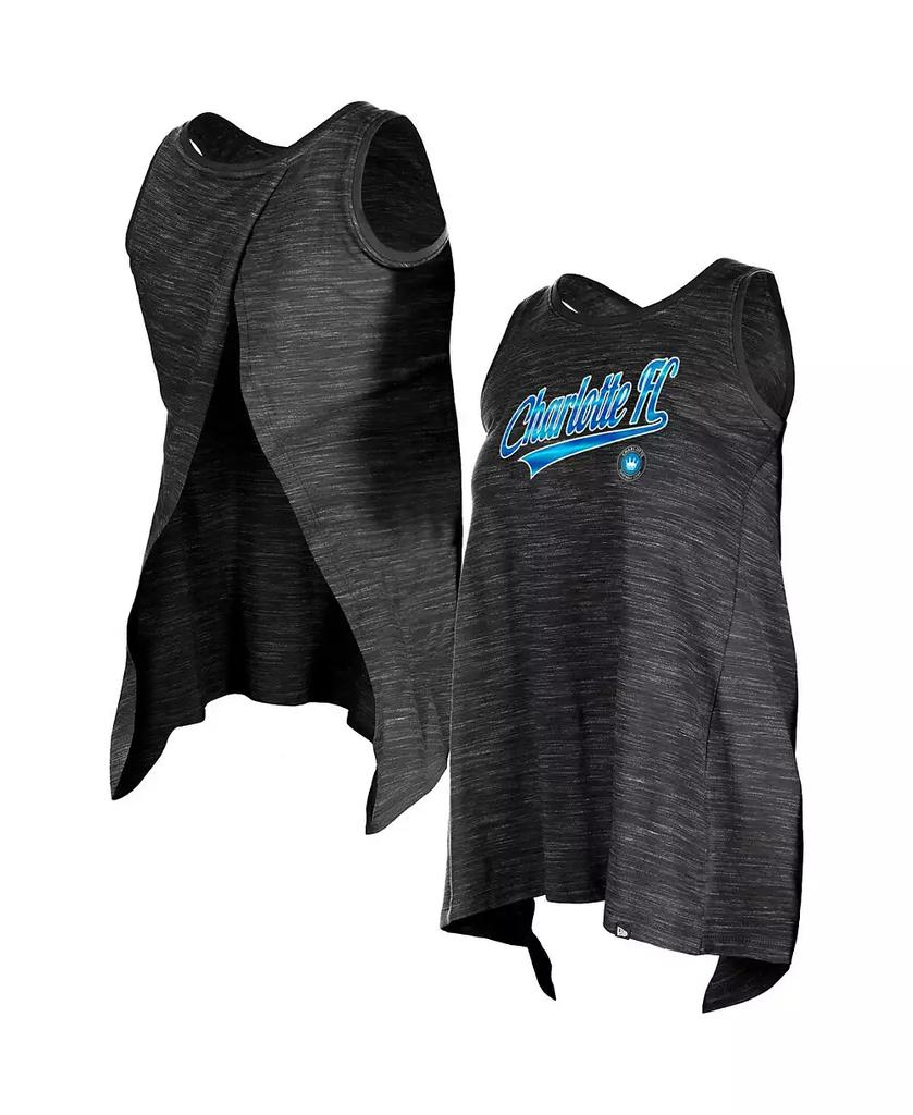 5th & Ocean Women's by New Era Black Charlotte FC Athletic Cross Back Tank Top