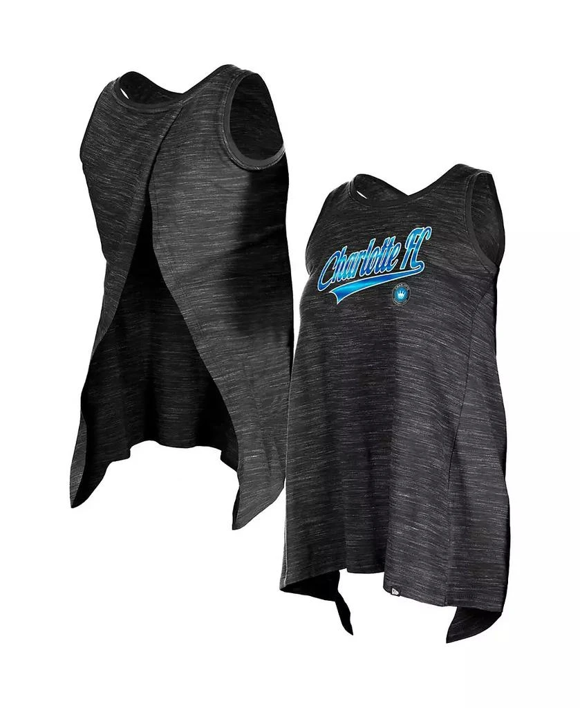 5th & Ocean Women's by New Era Black Charlotte FC Athletic Cross Back Tank Top 1