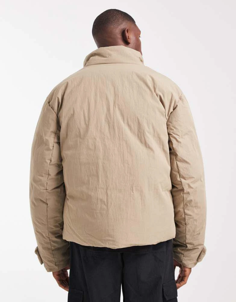 ASOS ASOS DESIGN puffer jacket with funnel neck in stone 3