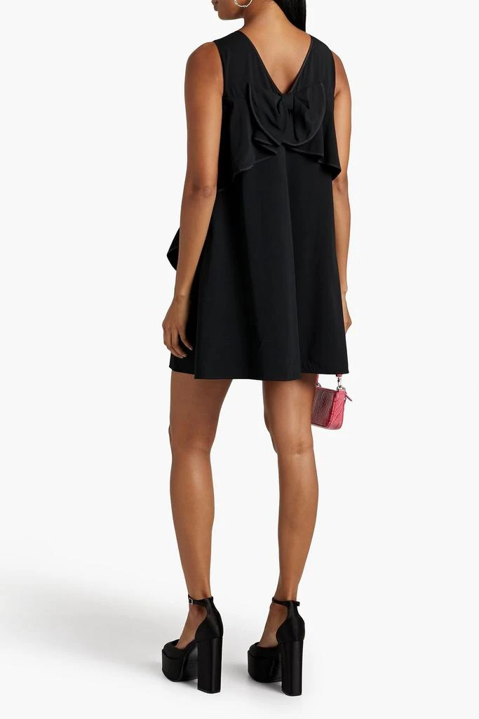 RED Valentino Bow-embellished ruffled stretch-crepe mini dress 3