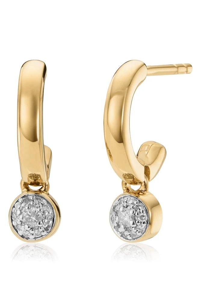 Monica Vinader Fiji Tiny Button Diamond Huggie Hoop Earrings 1