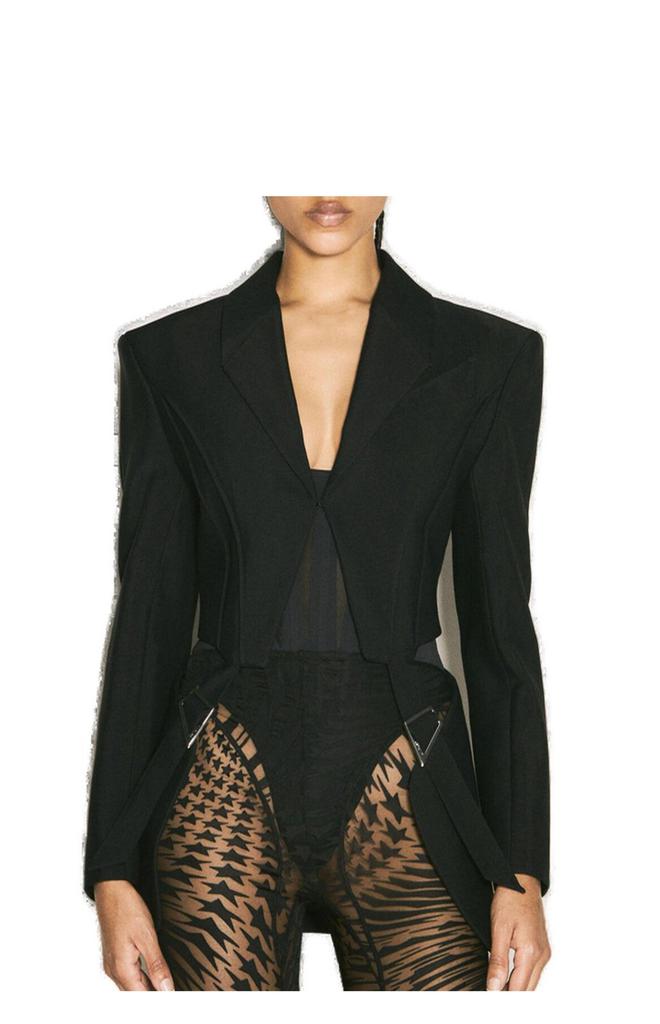 【関税込み】Mugler ブラック Sculptured Scuba ジャケット Mugler Black Sculptured Scuba Jacket Mugler