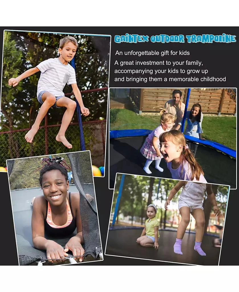 Gymax 15FT Outdoor Large Trampoline Safety Enclosure Net w/ Basketball Hoop Ladder 10