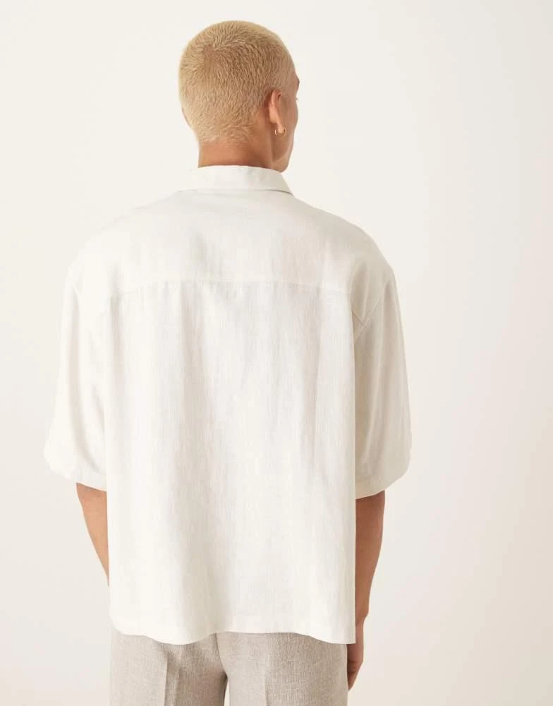 ASOS ASOS DESIGN boxy oversized overhead linen blend shirt in white 2