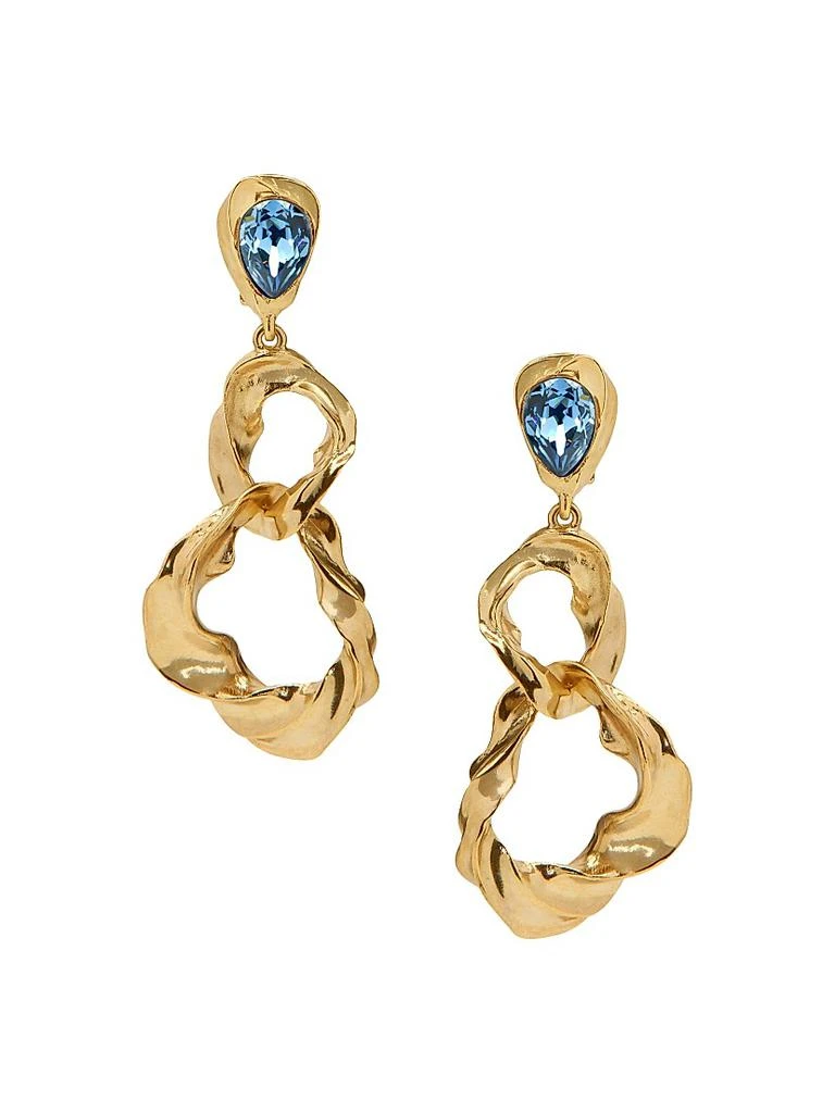 Oscar de la Renta Goldtone 
Glass Crystal Clip-On Drop Earrings